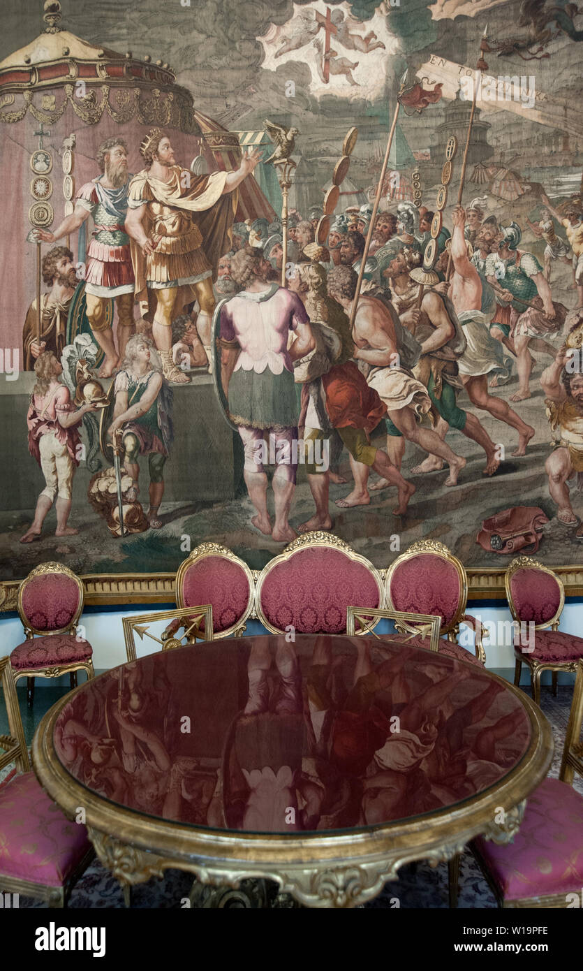 Florence, Tuscany, Italy- June, 2019: An interior view of the Palazzo Medici Riccardi, designed by Michelozzo di Bartolomeo and built between 1444 and Stock Photo