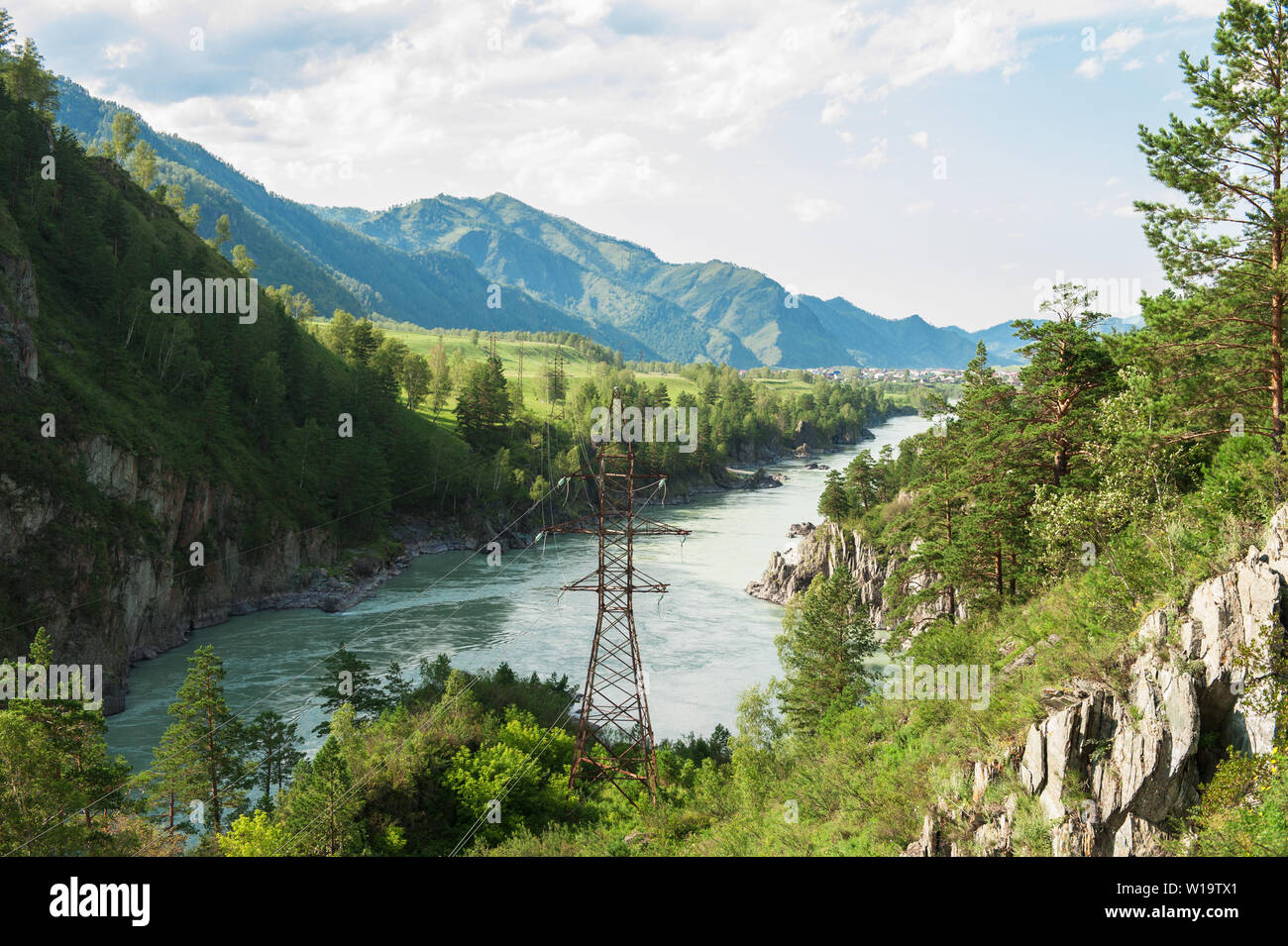 Altai mountains power lines hi-res stock photography and images - Alamy
