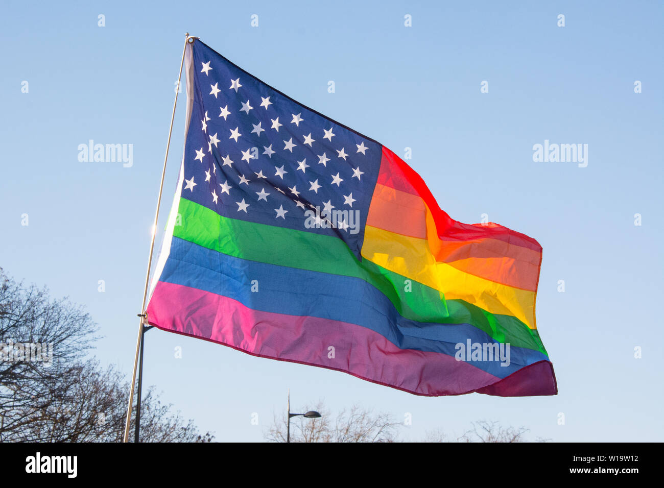 A rainbow American flag Stock Photo