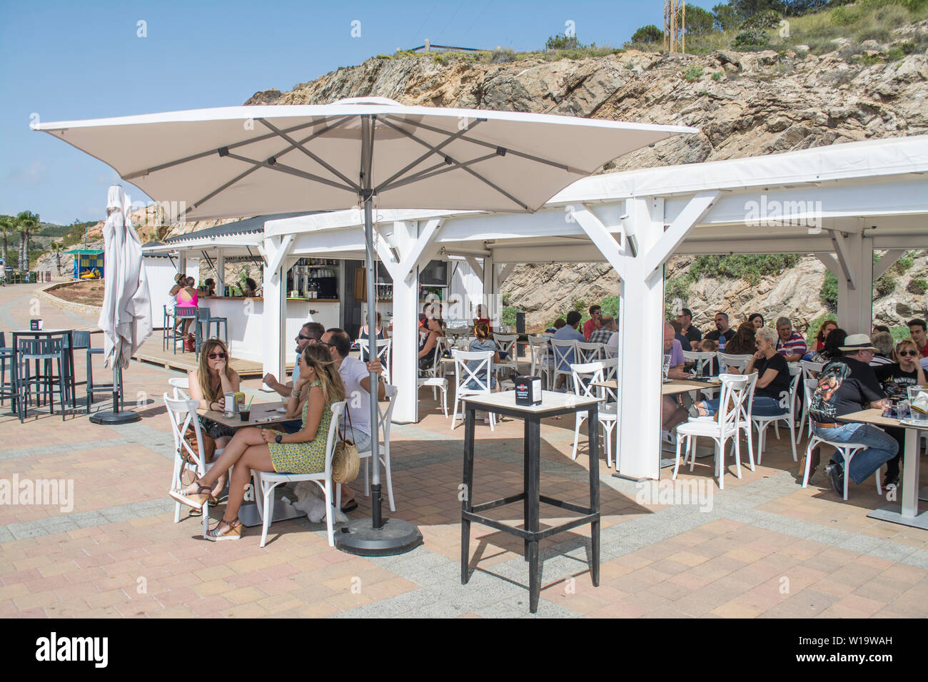 Beach bar at Portman in Murcia, Spain Stock Photo