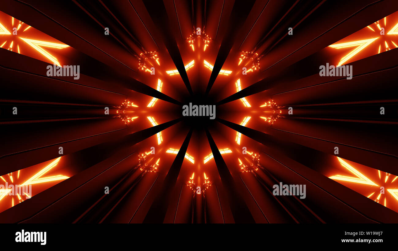 Red Orange Star Kalaidoscope With Glowing Pattern Background Wallpaper Stock Photo Alamy