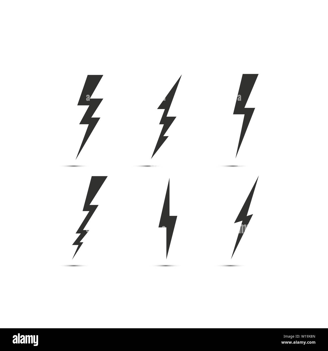 Thunder and bolt lightning. Flash icon isolated on white background
