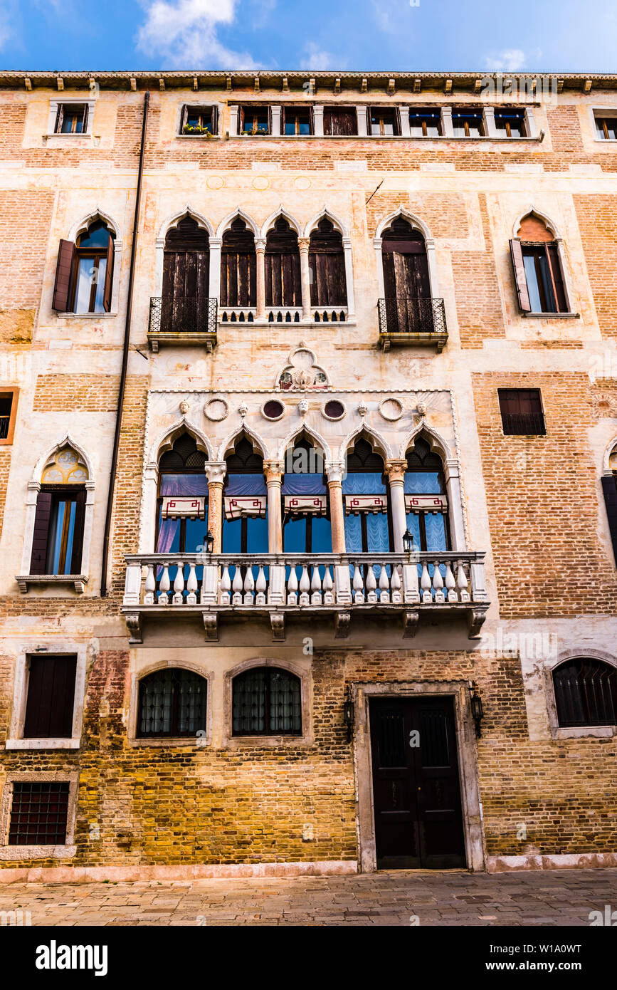 Building facade at a square in Venice, Veneto, Italy Stock Photo