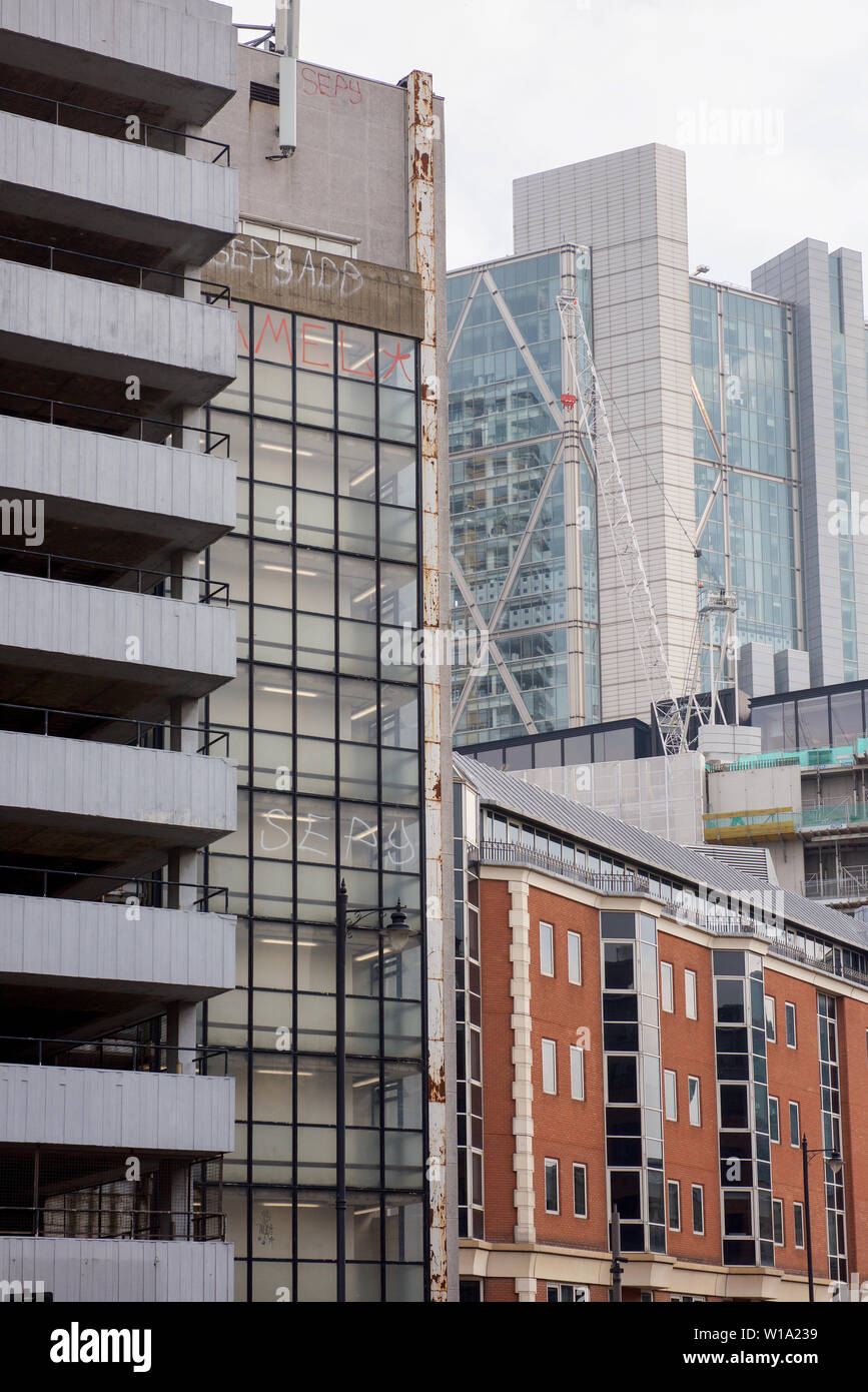 Different building styles in a city Stock Photo - Alamy