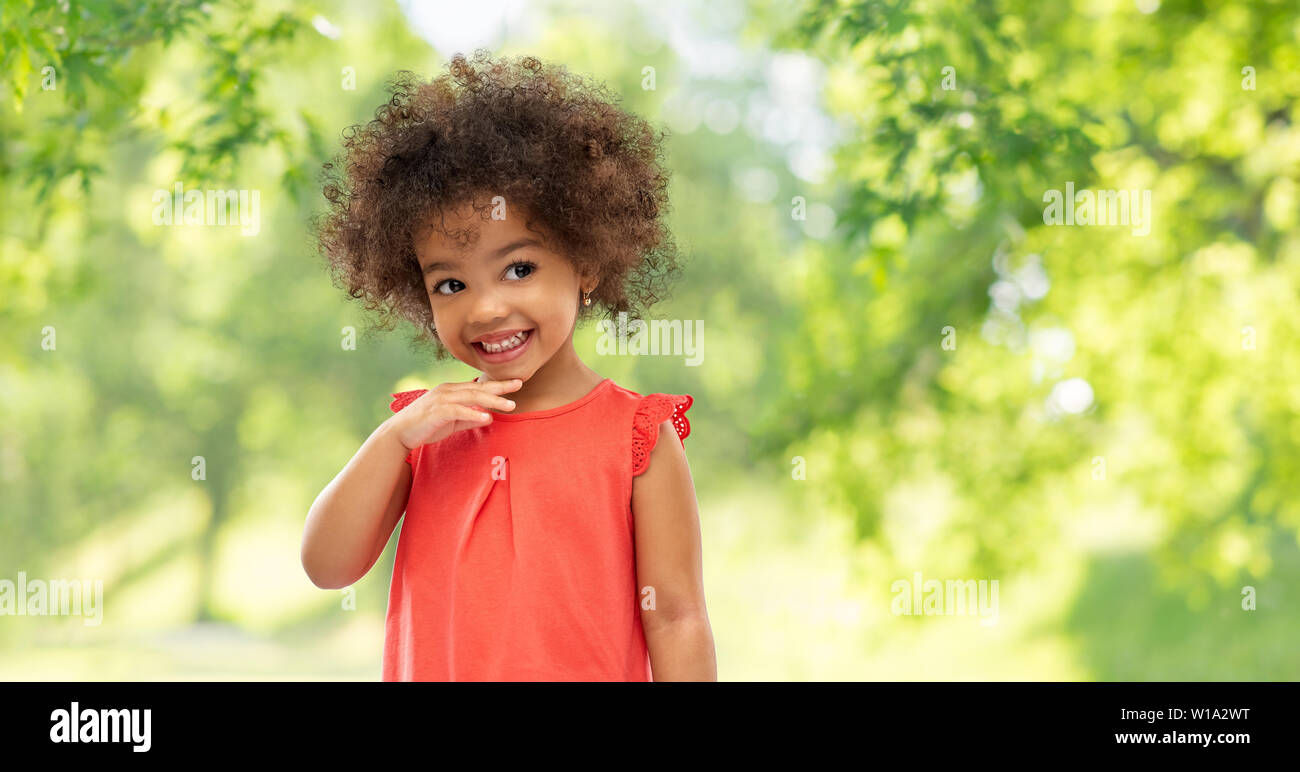 happy little african american girl in summer Stock Photo - Alamy