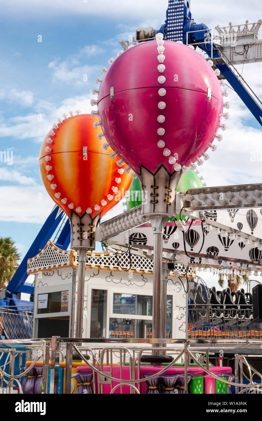 FARO, PORTUGAL - OCTOBER 2018: Fun fair event Santa Iria with games ...
