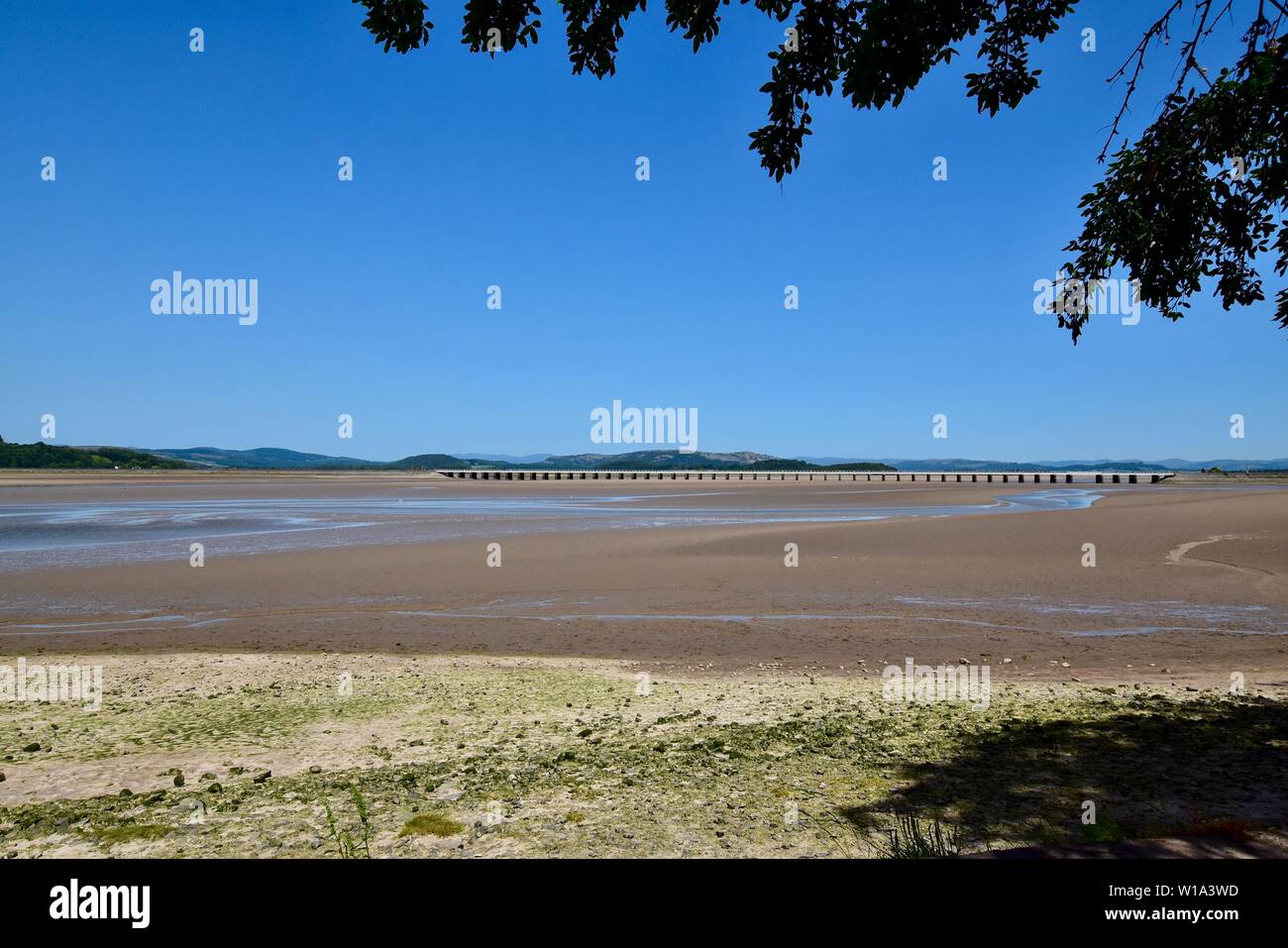 The River Kent Estuary and viaduct at Arnside. Stock Photo