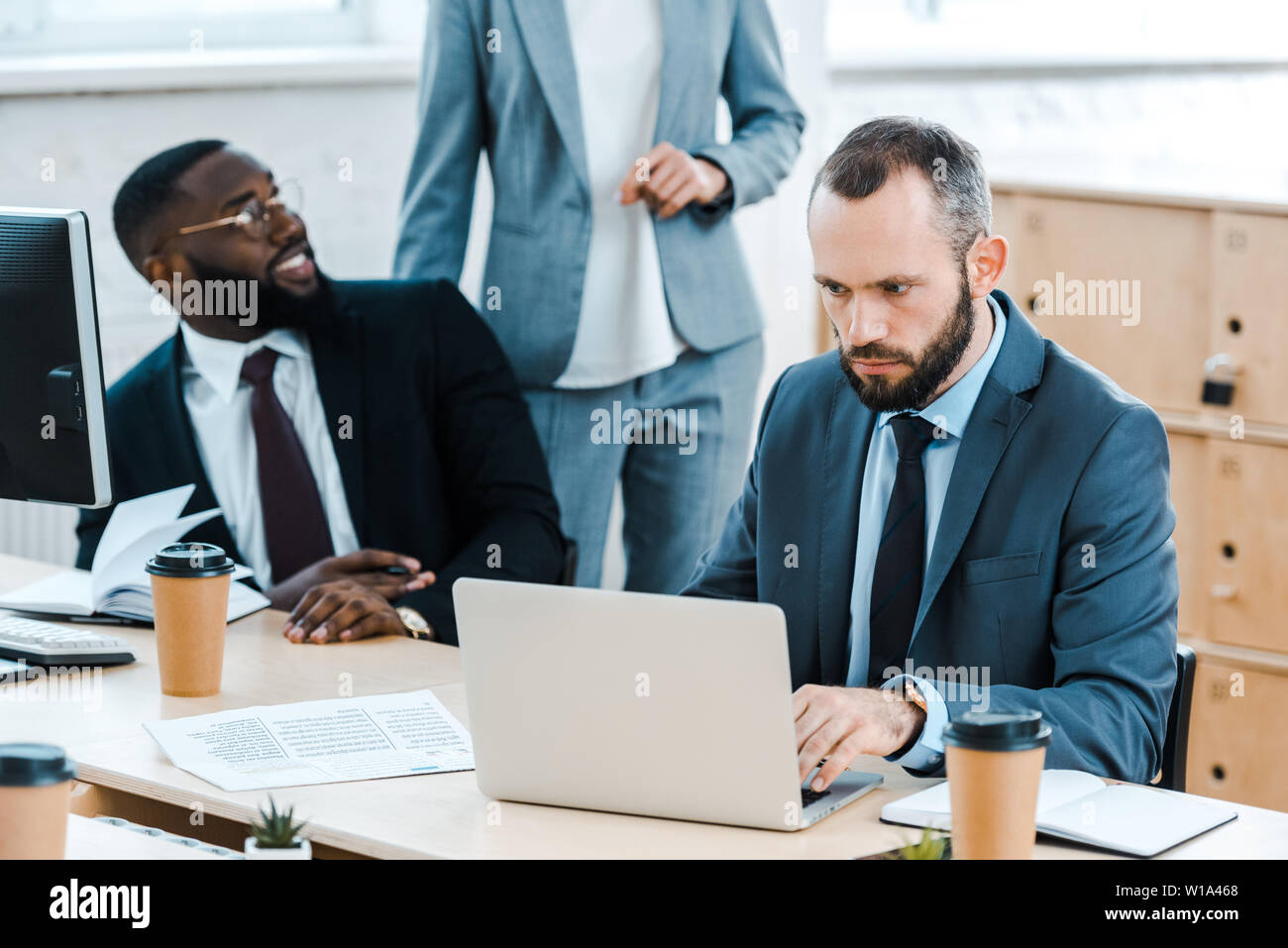 Cropped view multicultural men hi-res stock photography and images - Alamy