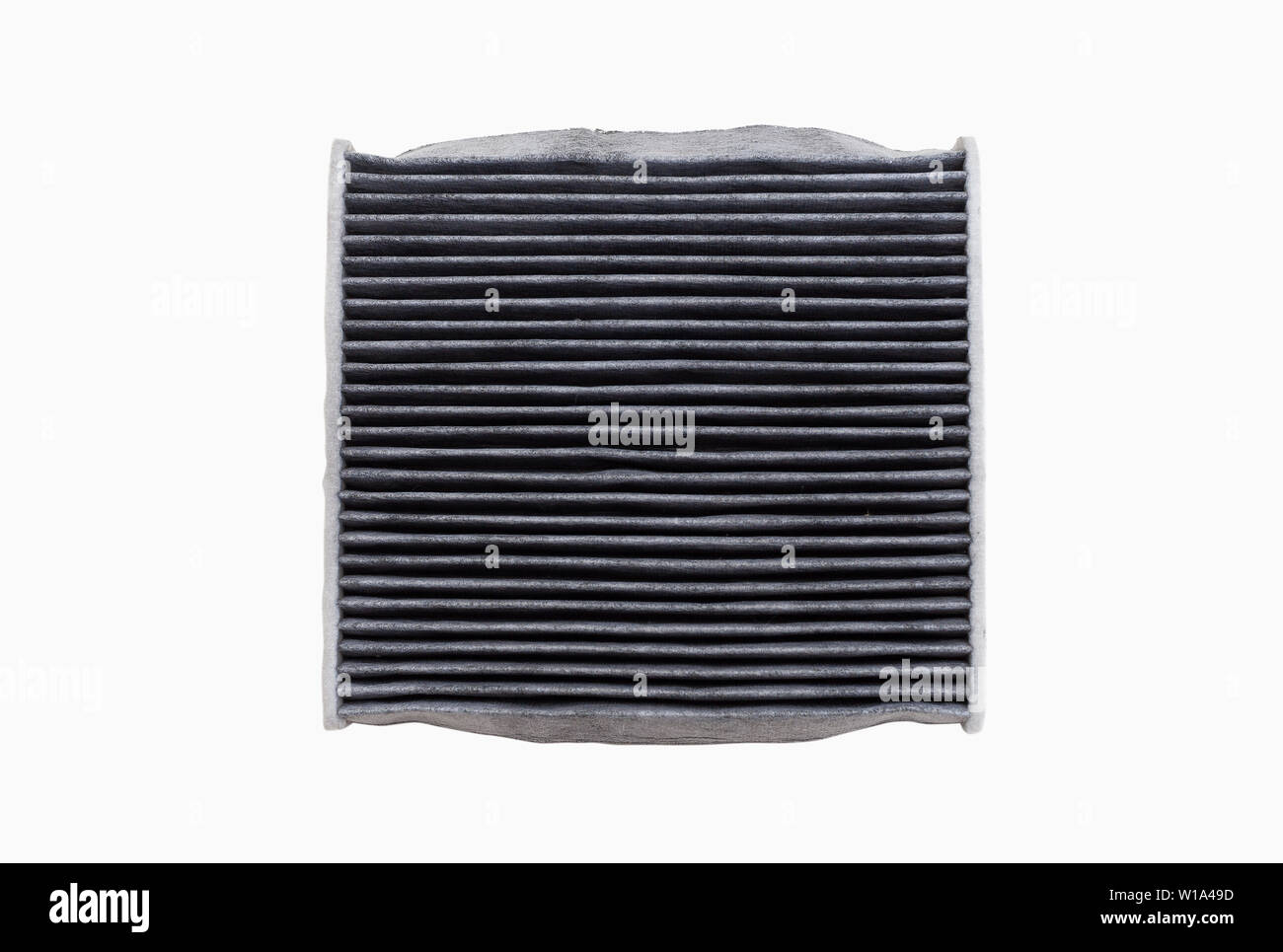The top side of dirty air conditioning filters isolated on white