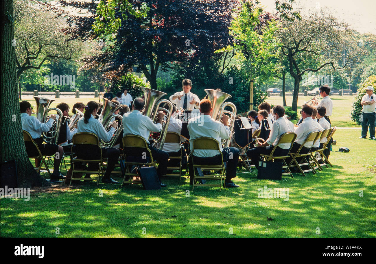Brass Band playing in a Park Stock Photo Alamy