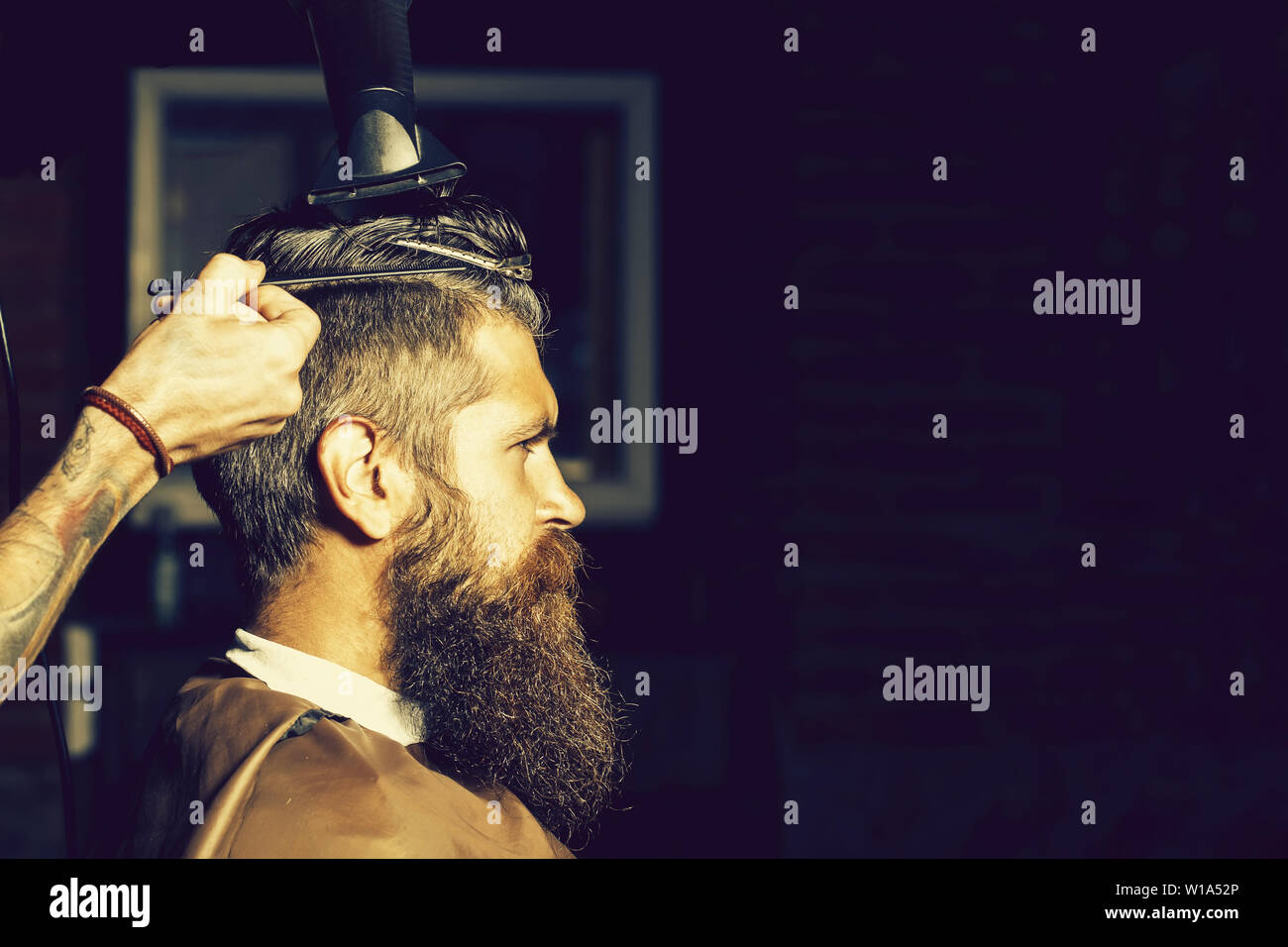 hair and beard styling. brutal guy with barbershop professional master use  electric shaver. Personal care. male barber care. bearded man at Stock  Photo - Alamy