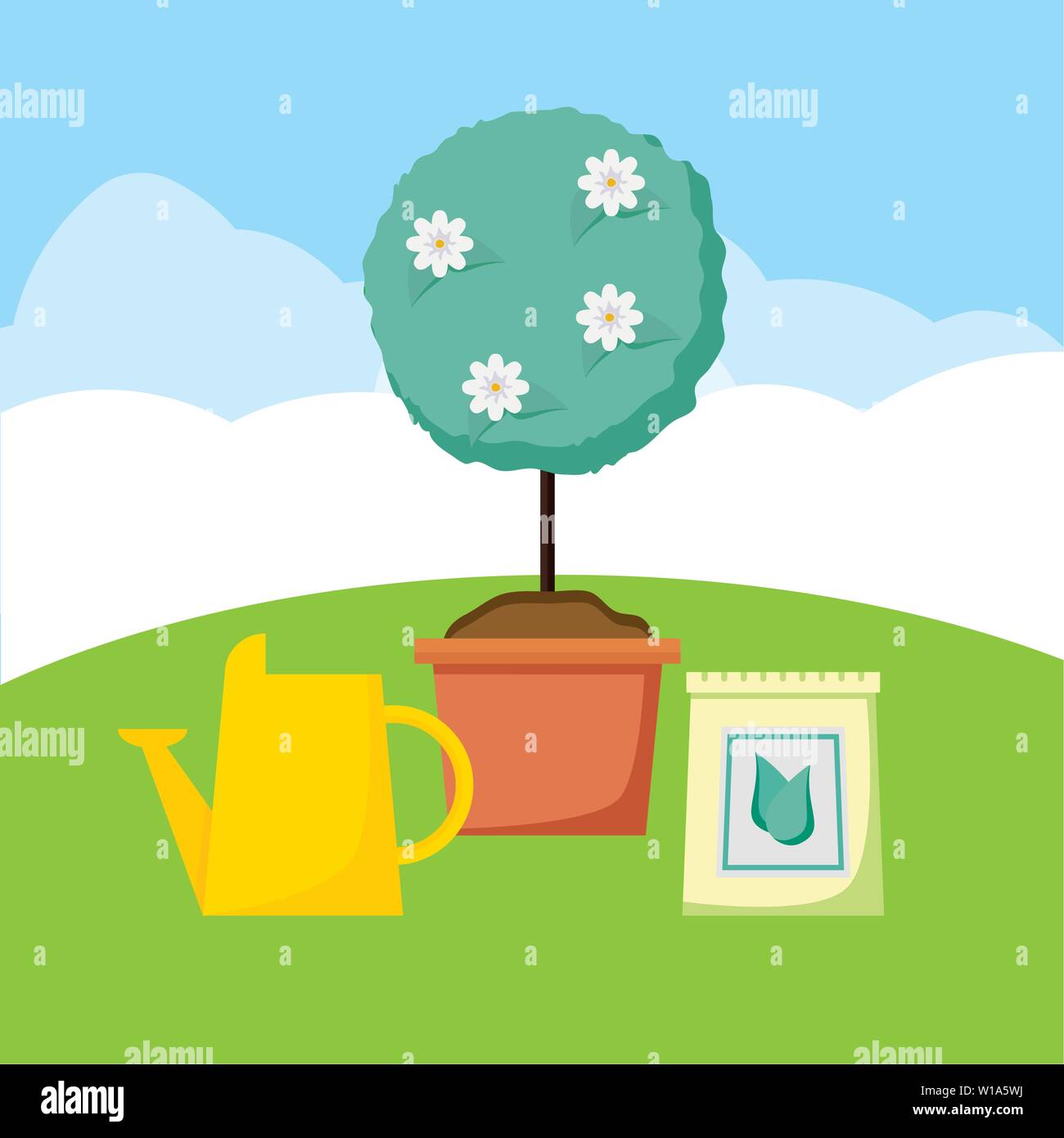 plants decoration gardening flat design Stock Vector Image & Art - Alamy