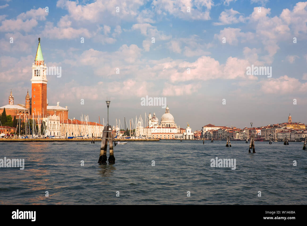 Early morning approach to Venice by sea: the Canale di San Marco, Venice, Italy Stock Photo