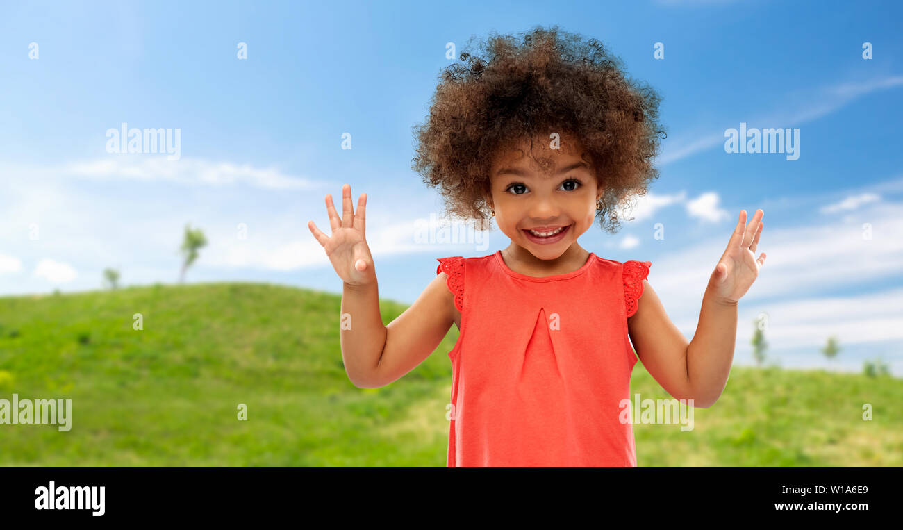 happy little african american girl in summer Stock Photo - Alamy