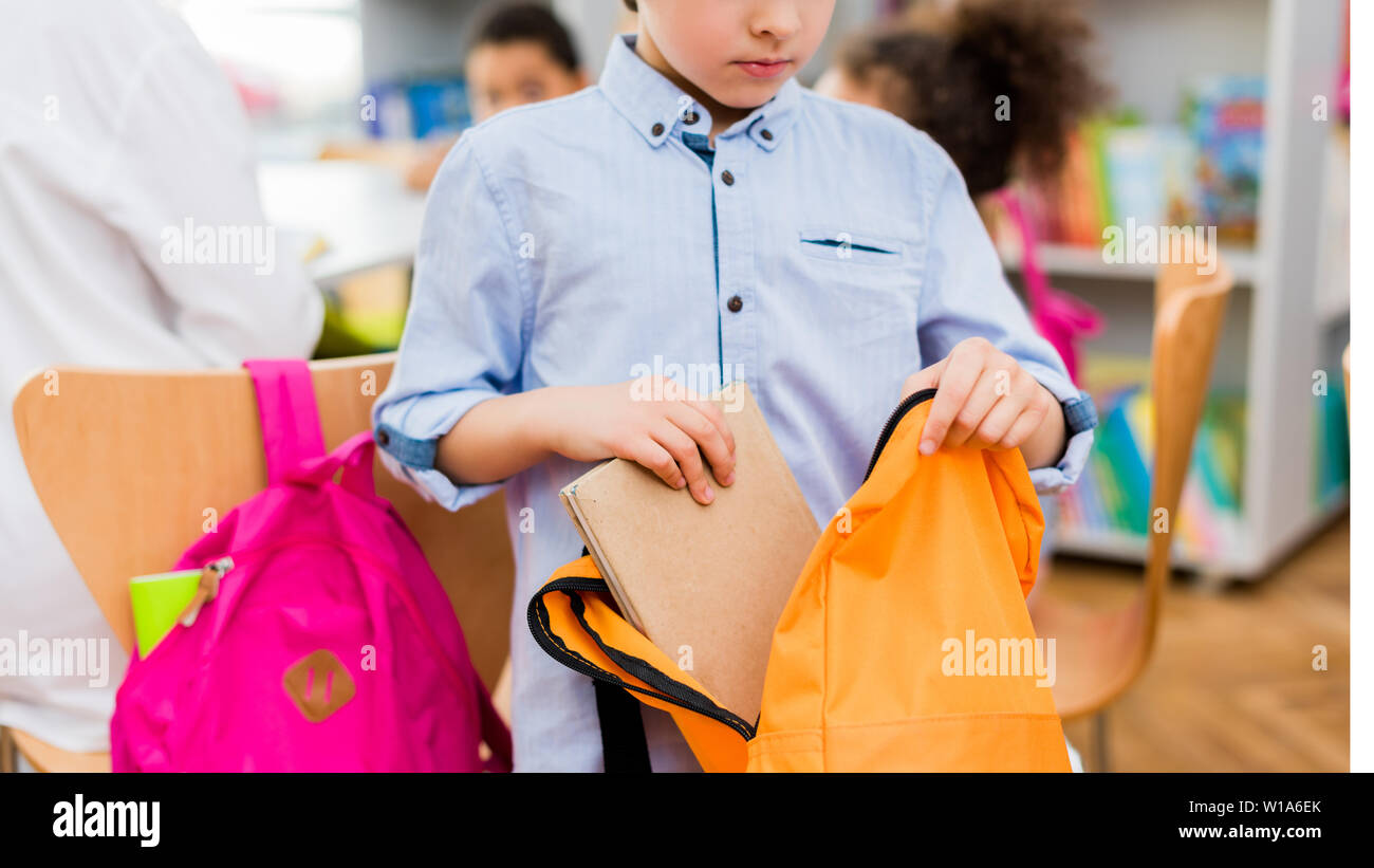 orange backpack kid
