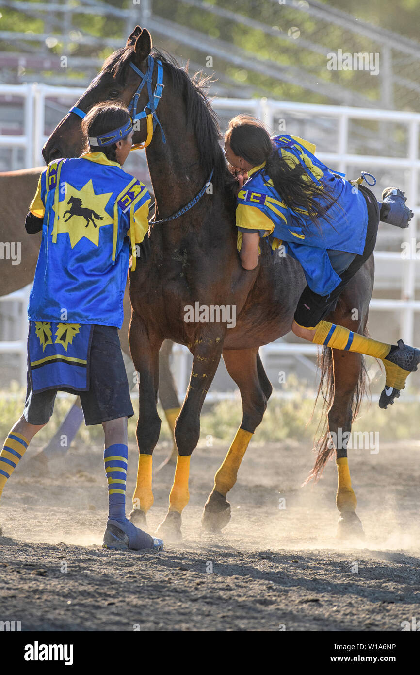 Blackfoot First Nations Indian Relay (horse) race, held in Strathmore