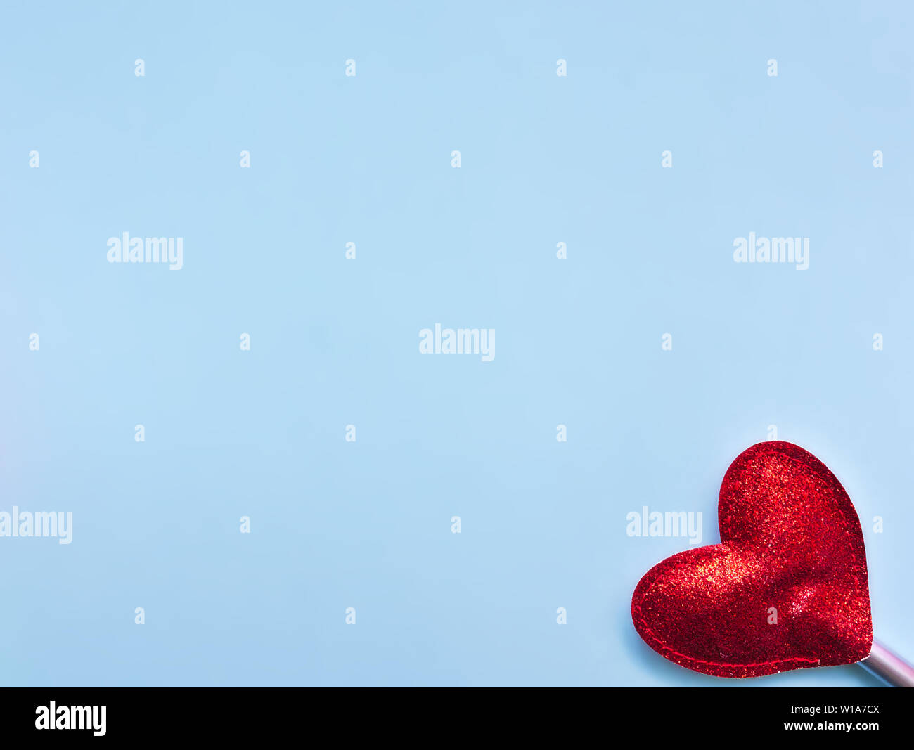 Red Heart On Light Blue Background Minimal Composition With Free
