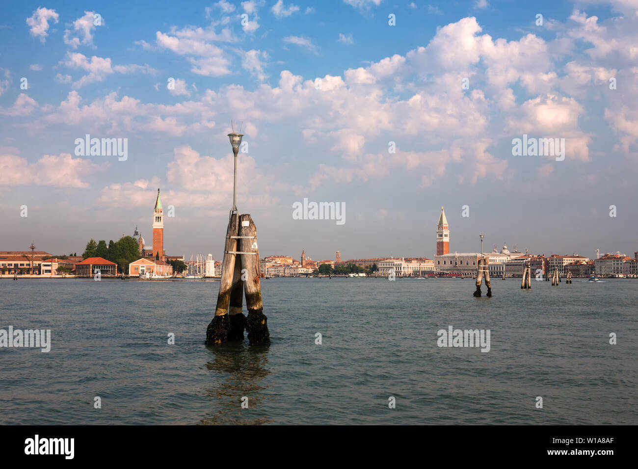 Early morning approach to Venice by sea: the Canale di San Marco, Venice, Italy Stock Photo