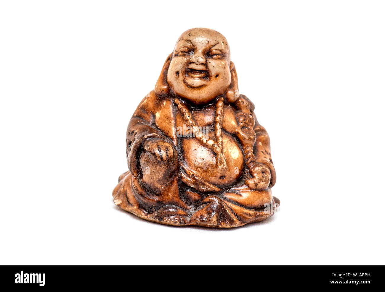 Asian Netsuke wooden Netsuke Figure isolated on white Background Stock Photo