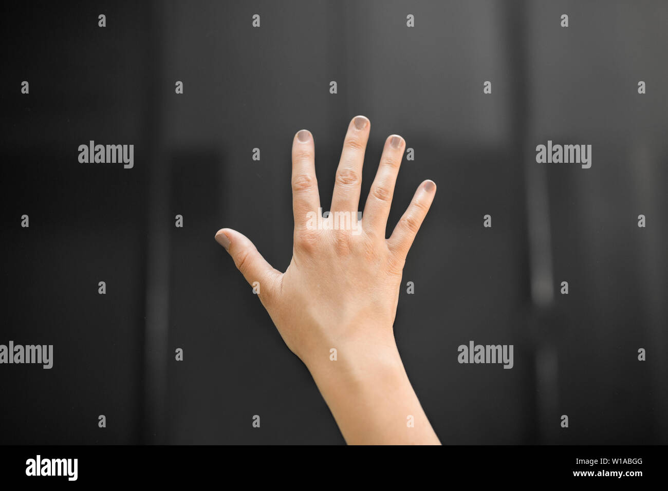 hand using black interactive panel Stock Photo