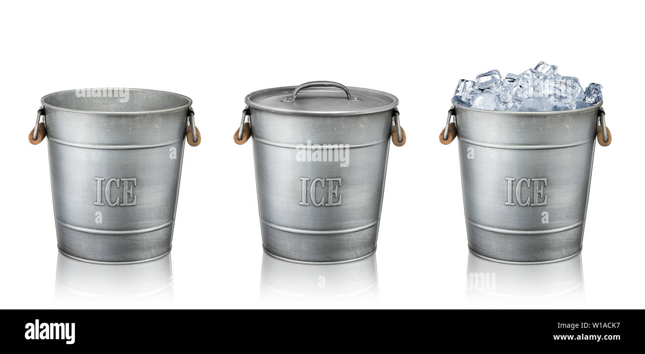 Ice buckets isolated on white background Stock Photo Alamy