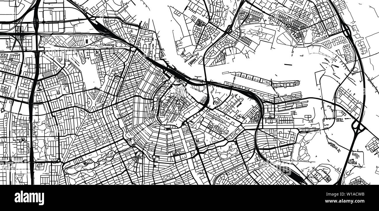 Urban vector city map of Amsterdam, The Netherlands Stock Vector Image ...