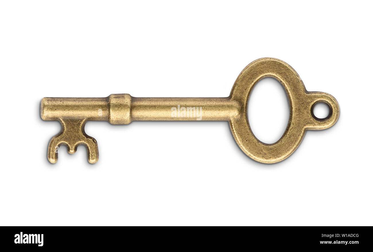 Vintage golden skeleton key isolated on white background Stock Photo ...
