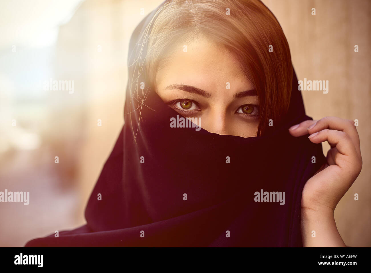 Beautiful Eyes Of Muslim Women With Face Covered In A Black Hijab In