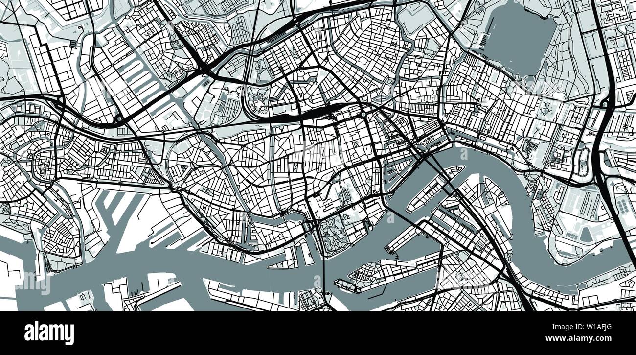 Urban Vector City Map Of Rotterdam The Netherlands Stock Vector Image Art Alamy