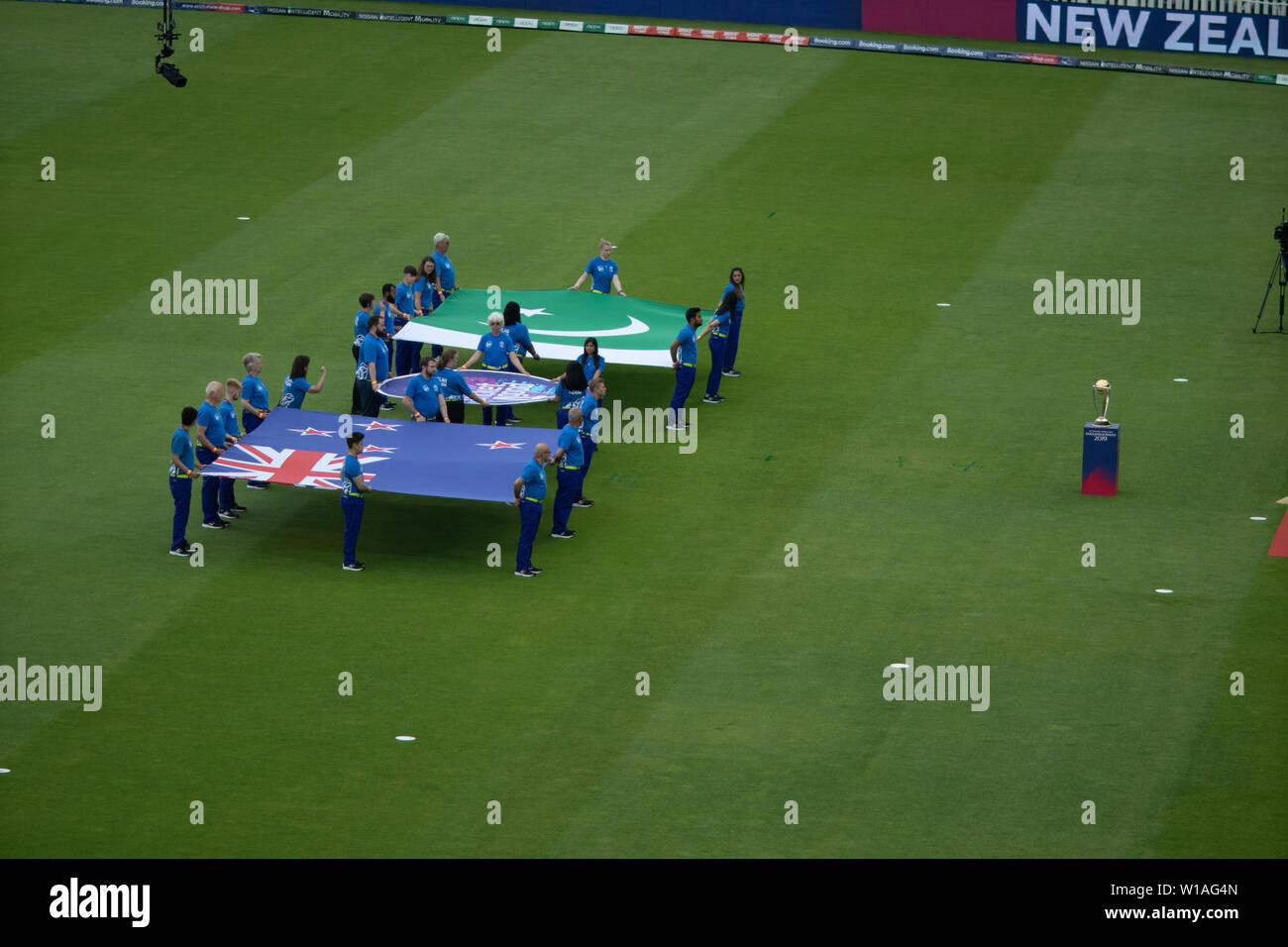 28th June 2019 Flag bearers parading the flags of New Zealand & Pakistan prior to the game