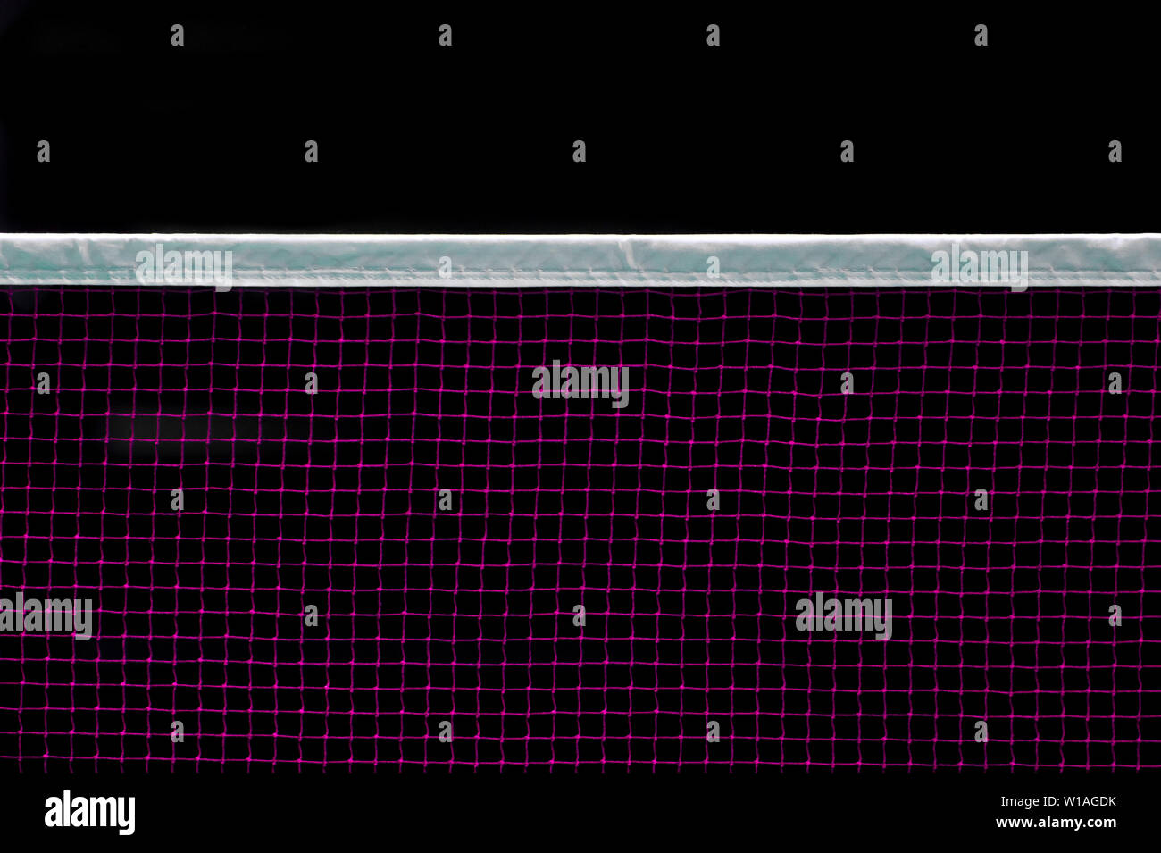 Badminton net indoor on badminton court, closeup view of badminton net