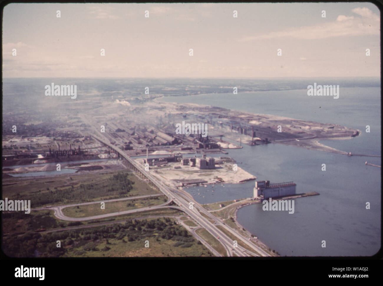 AERIAL VIEW OF BETHLEHEM STEEL PLANT AT LACKAWANNA ON THE SHORES OF