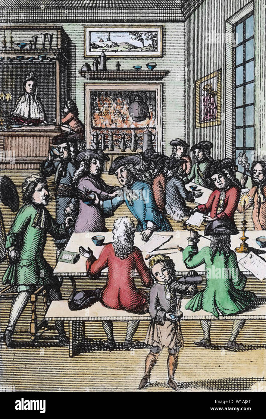 LONDON COFFEE HOUSE about 1750 Stock Photo
