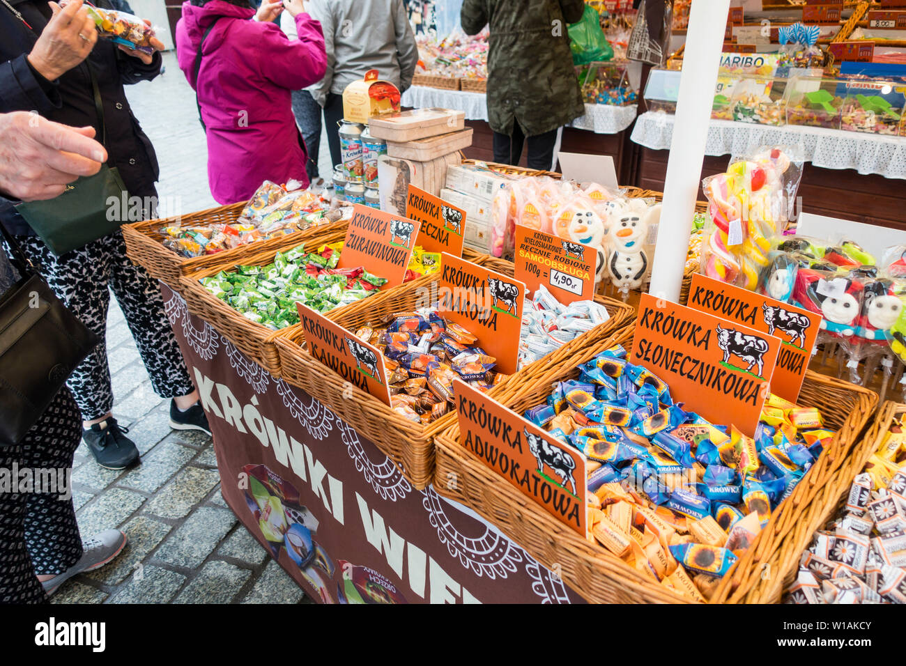 Traditional Polish Fudge Sweets " Krowka" on sweet stall in Krakow