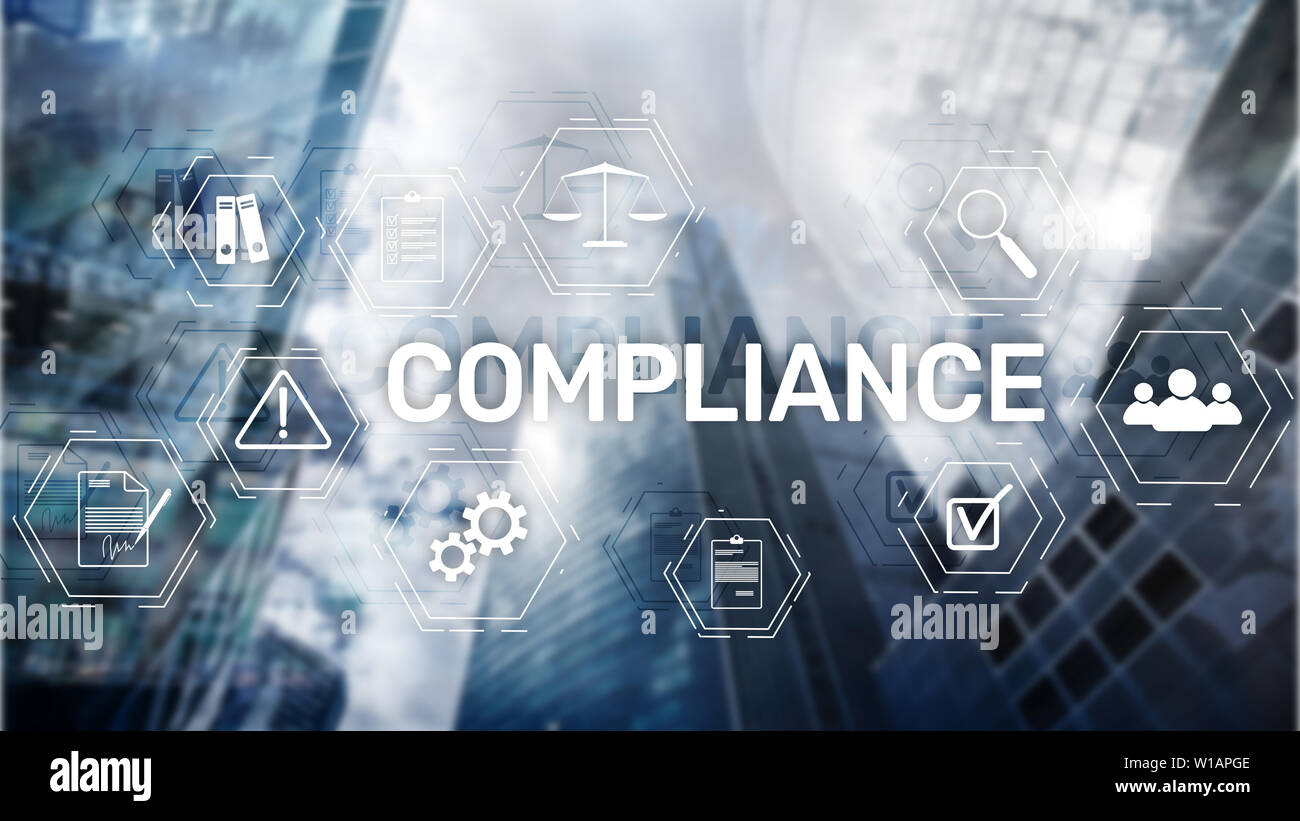 Compliance diagram with icons. Business concept on abstract background Stock Photo