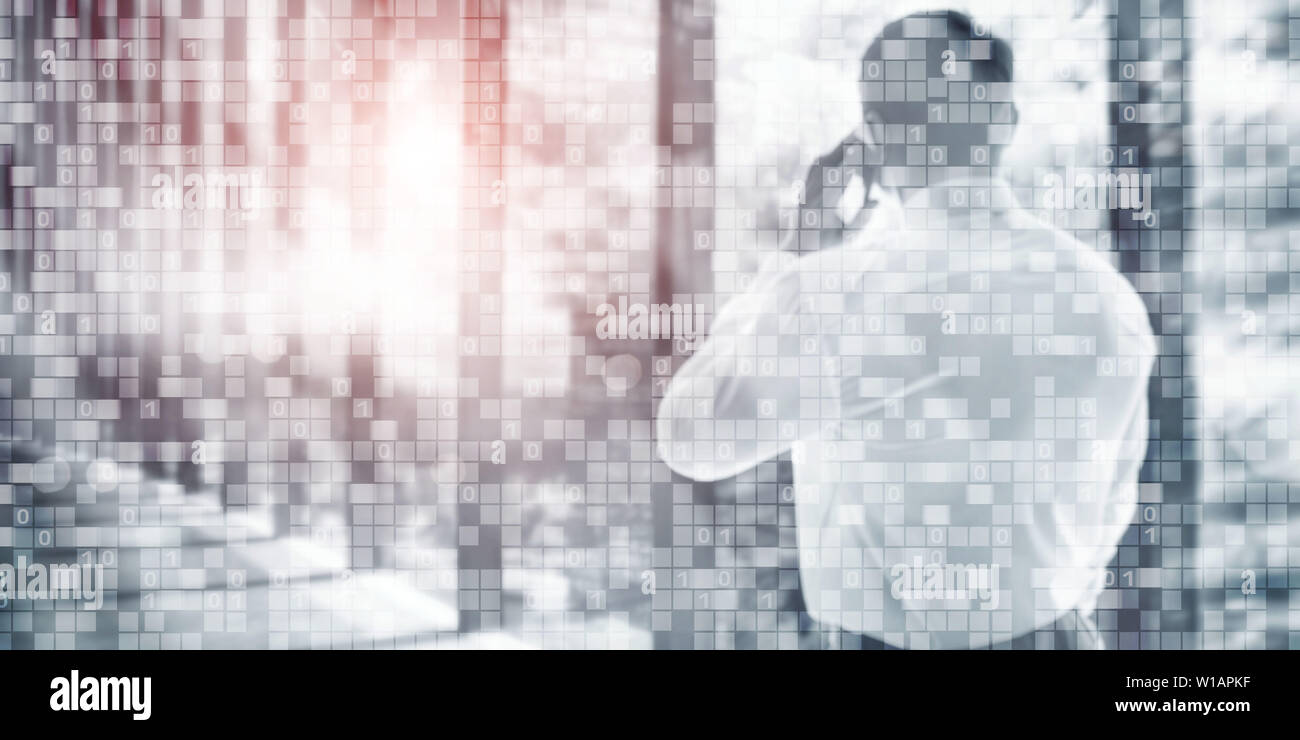 Digital Binary Code Business background. Matrix Abstract futuristic wallpaper Stock Photo