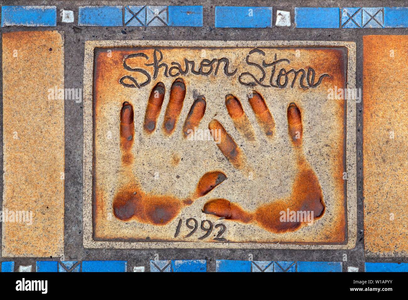 Walk of Fame, handprint Sharon Stone on the floor, Cannes, Cote d'Azur