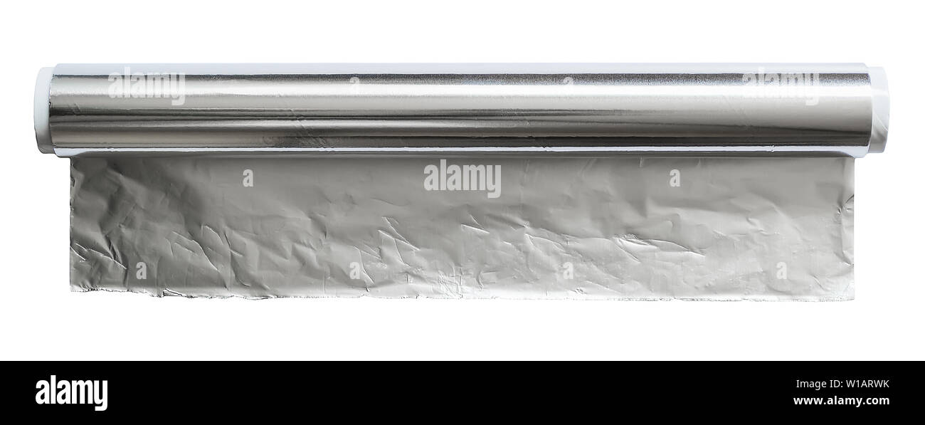 Aluminum foil for baking and roasting closeup. Roll of food foil, top