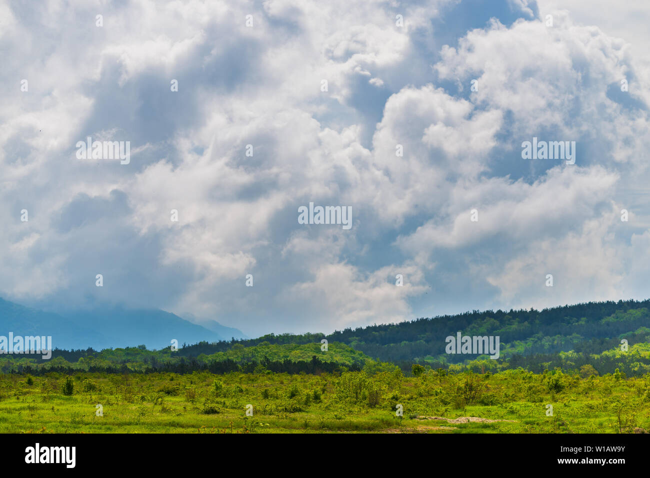 The big powerful storm clouds before a thunder-storm Stock Photo