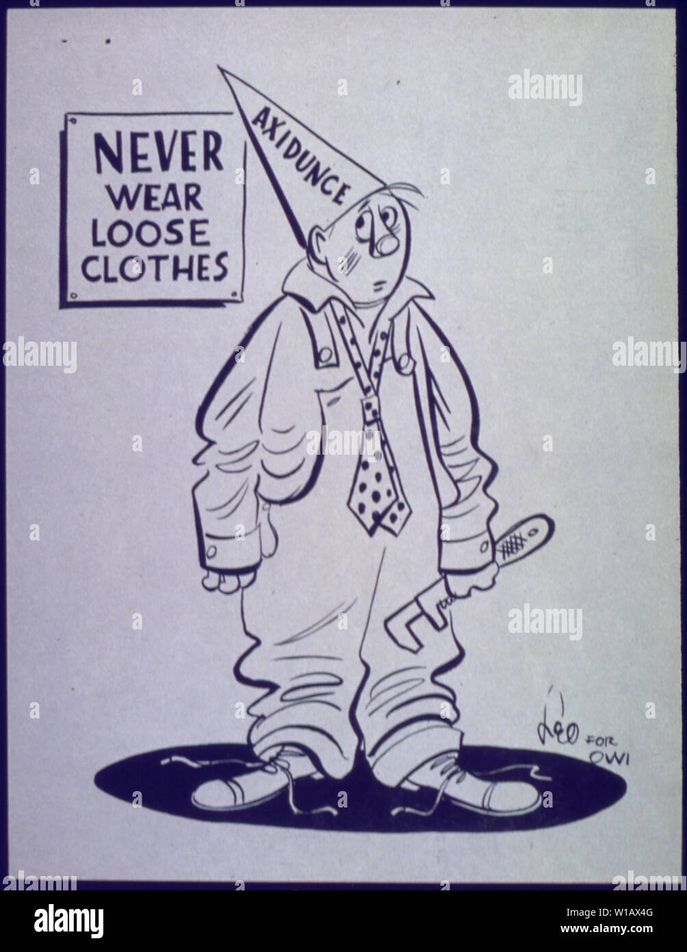 Axidunce cartoon - Never wear loose clothes Stock Photo - Alamy