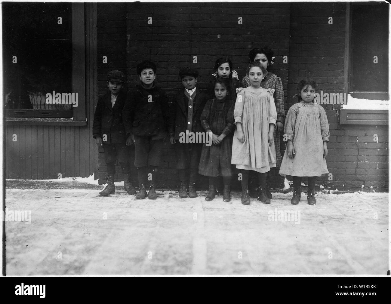 Boys and girls from the canneries; Scope and content:  Boys and girls from the canneries.  Josephine Oliveri, 12 years old. Stringing beans in shed at Cherry Creek, N.Y. Carmelo Combina, 8 years old, out door work at Cherry Creek, N.Y. Lucy Gatte, 11 years old, shells peas and hulls strawberries.  Millie Izzio, 12 years old, worked on peas, beans, berries, and tomatoes in the sheds at Forestville, N.Y.  Tony Arara, 13 years old, worked on berries, beans and peas in sheds North Collins, and Hamburg, N.Y.  Cassio Conjetta, 9 years old, snipped beans and worked on corn, berries and peas in sheds Stock Photo