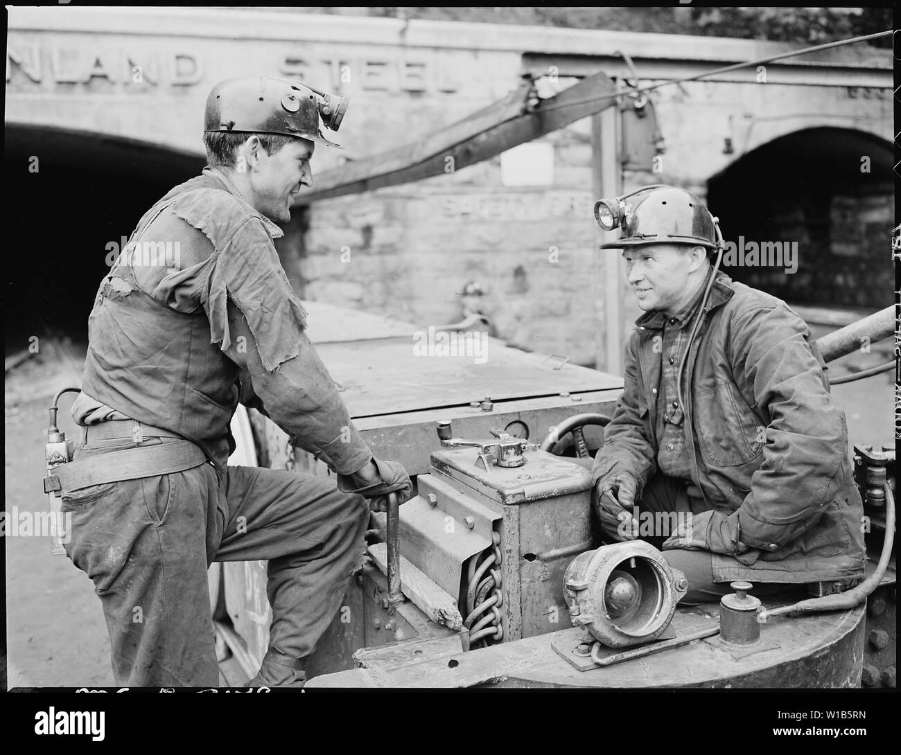 Breakman and motorman at mine portal inland steel company hi-res stock ...