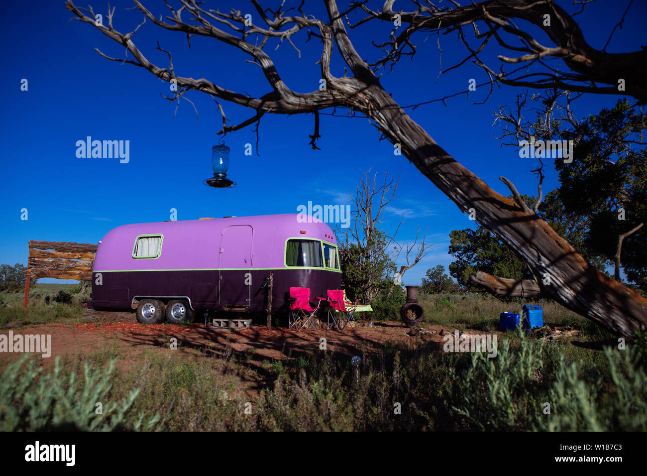 Airstream trailer lodging in an Alternative Eco friendly Campground