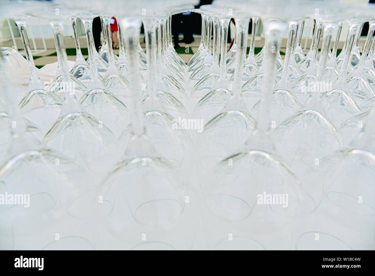 Business events background, catering company places cups and empty