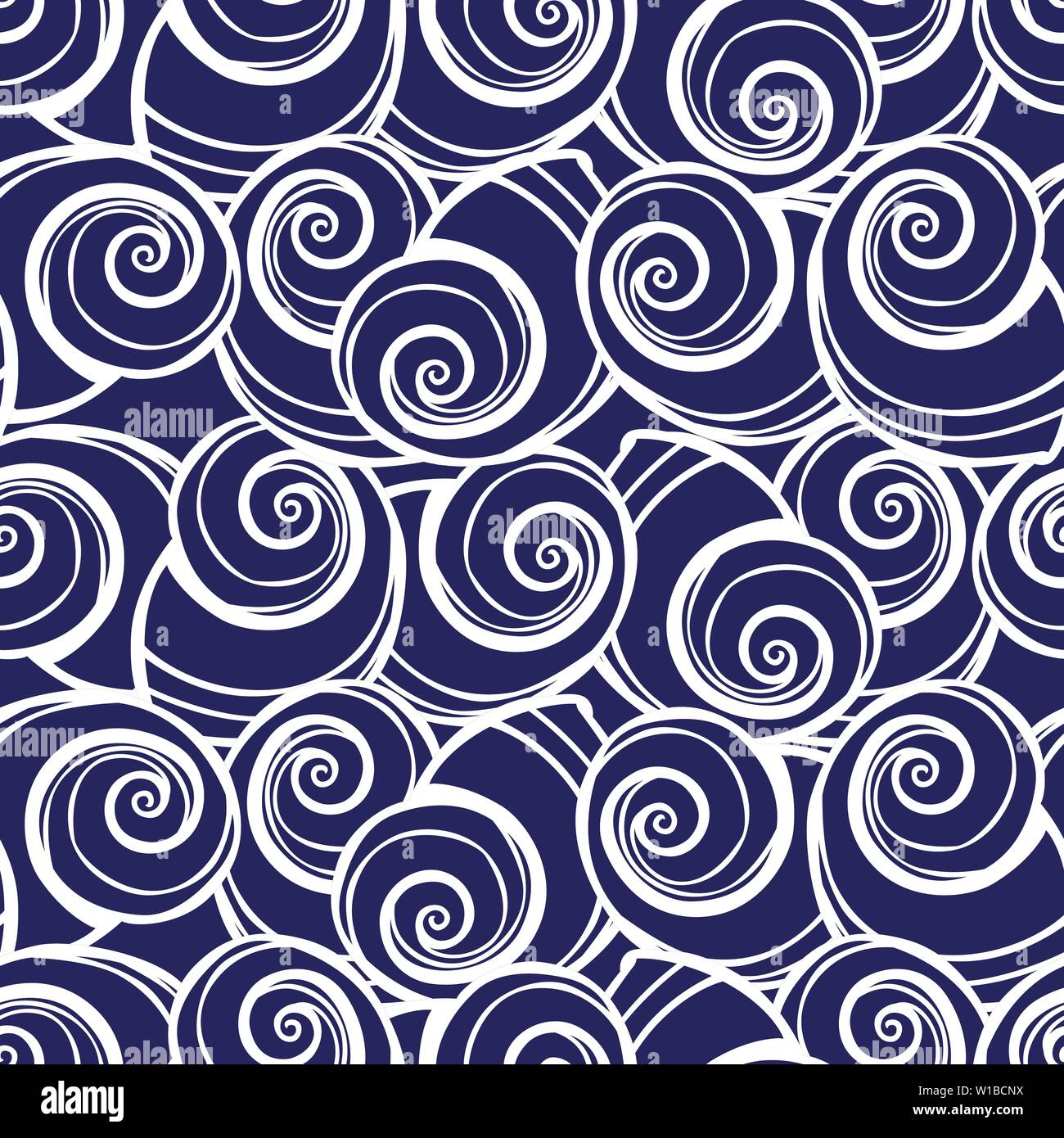 Shell Repeting Pattern Blue Vector blue spiral seashells repeat pattern. Suitable for gift wrap ...