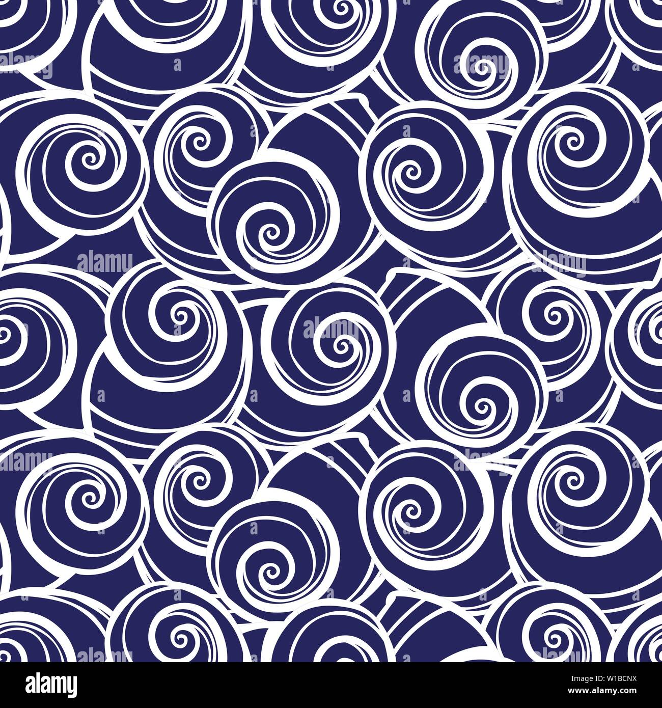 Vector blue spiral seashells repeat pattern. Suitable for gift ...