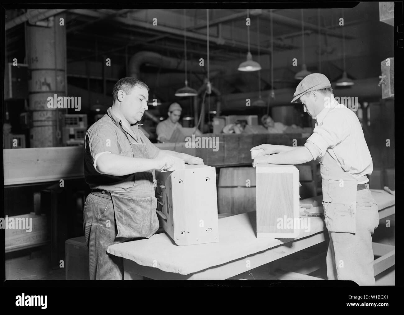 Camden, New Jersey making. RCA Victor. Hand sanders working