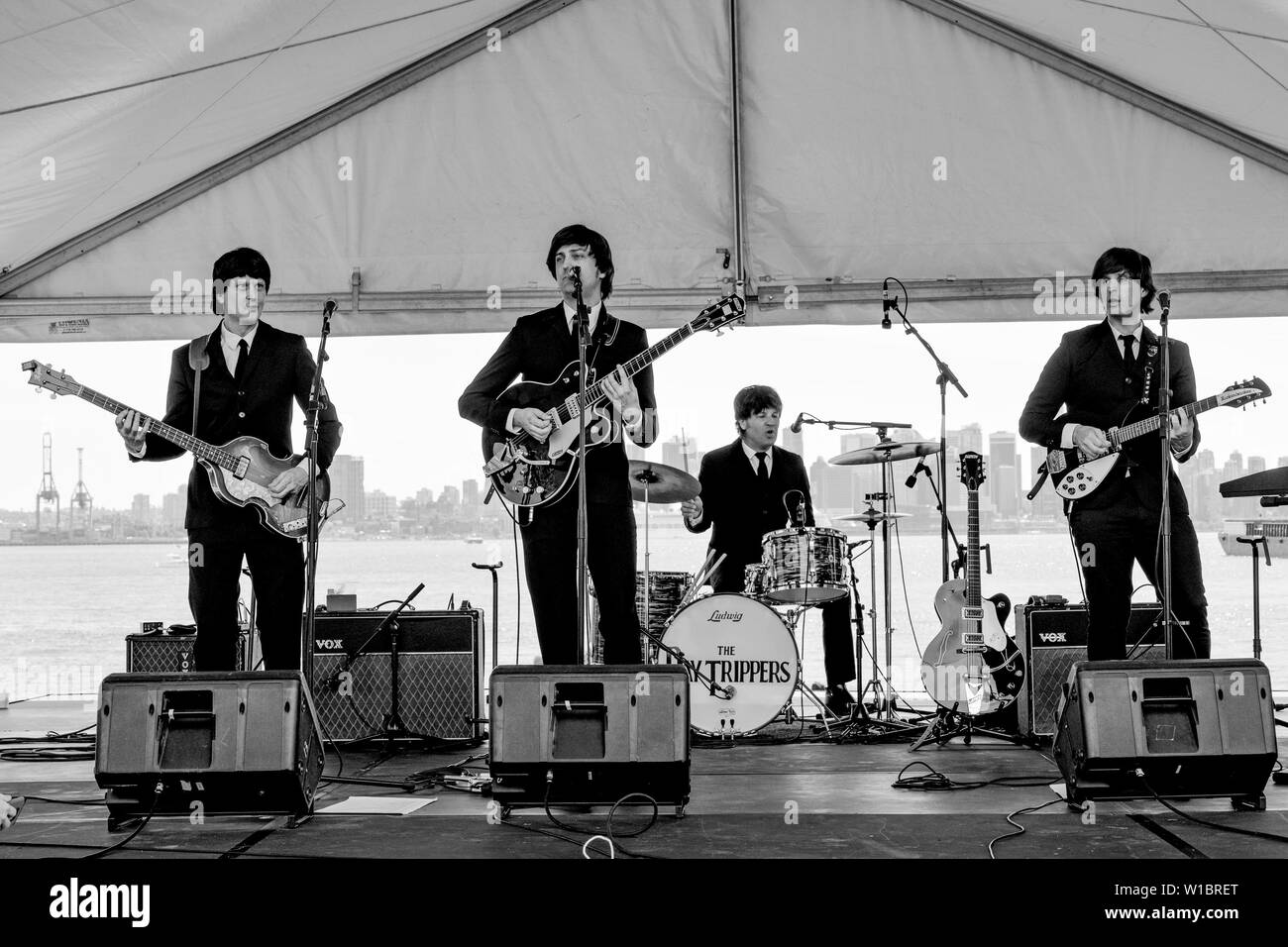 Day Trippers, Beatles cover band, Canada Day, Waterfront Park, North Vancouver, British Columbia, Canada Stock Photo
