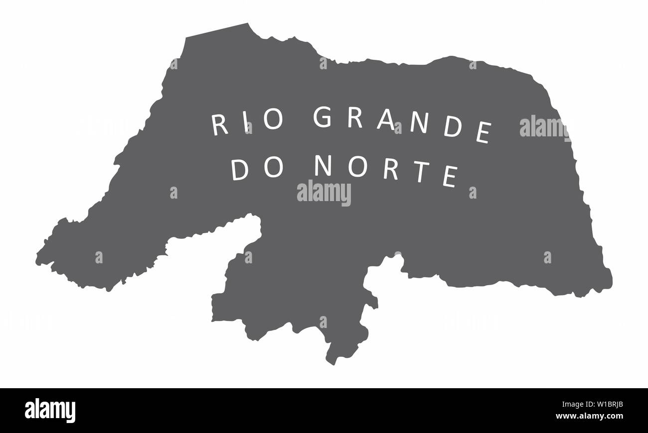 Rio Grande do Norte State silhouette map isolated on white background, Brazil Stock Vector