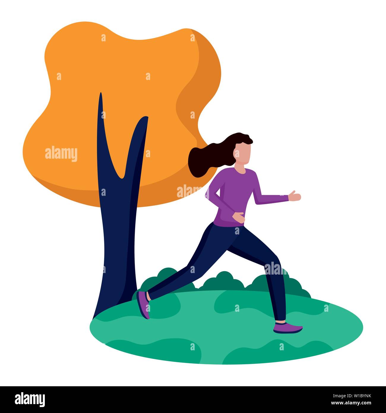 woman practicing running activity in the park vector illustration Stock ...